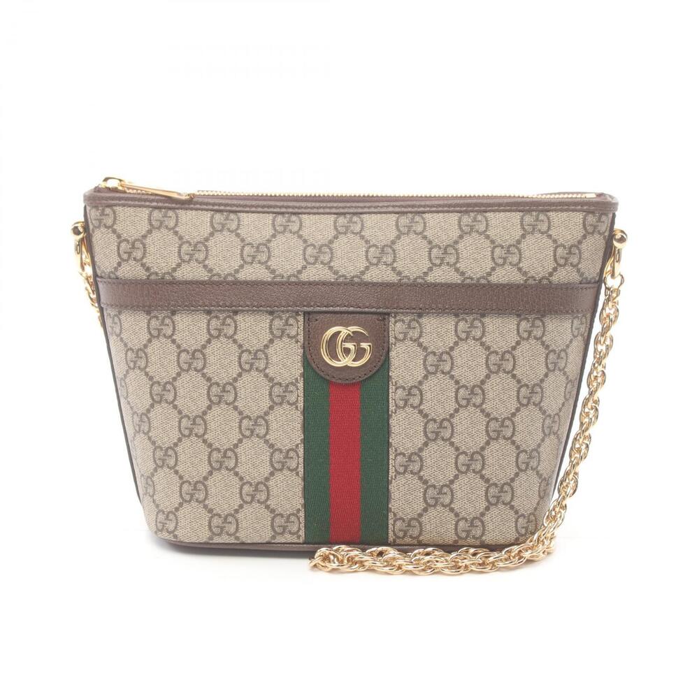Gucci Ophidia GG Supreme Shoulder Bag Canvas Leather Beige Brown Multicolor